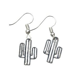3/$25 Chic Silver Cactus Dangle Earrings